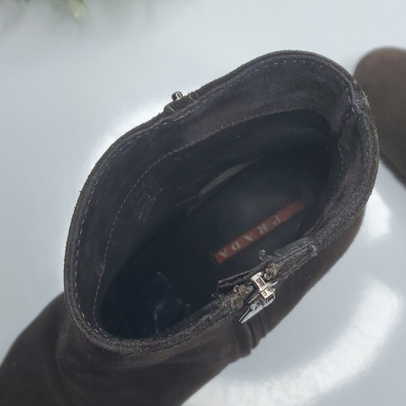 prada brown sude wedge  booties - Picture 4 of 5